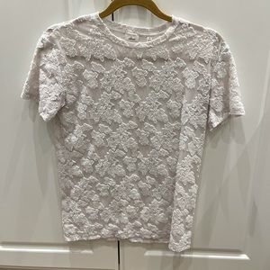 White lace effect Aritzia short sleeve top